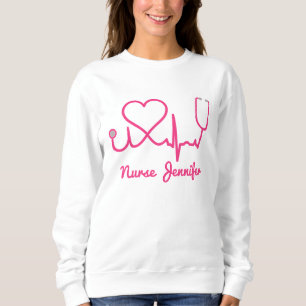 Roze aangepaste verpleegster Stethoscoop Heart Lif Trui