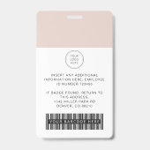 Roze aangepaste werknemersbarcode-logo fotonaam badge (Achterkant)