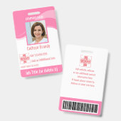 Roze aangepaste werknemersbeveiligings-ID, logo, s Badge (Voor- en achterkant)