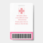 Roze aangepaste werknemersbeveiligings-ID, logo, s Badge (Achterkant)