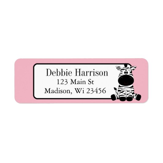Roze aangepaste Zebra Stripes Return-adreslabels Etiket (Voorkant)
