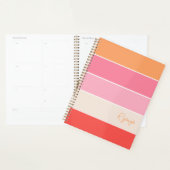Roze Aangepaste Zomer Kleurenblok Strepen Planner (Display)