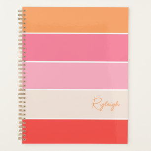 Roze Aangepaste Zomer Kleurenblok Strepen Planner