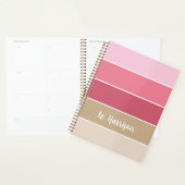 Roze Aangepaste Zomer Kleurenblok Strepen Planner (Display)