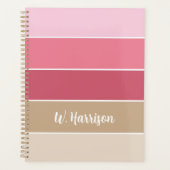 Roze Aangepaste Zomer Kleurenblok Strepen Planner (Voorkant)