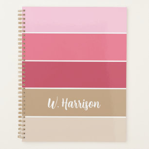 Roze Aangepaste Zomer Kleurenblok Strepen Planner