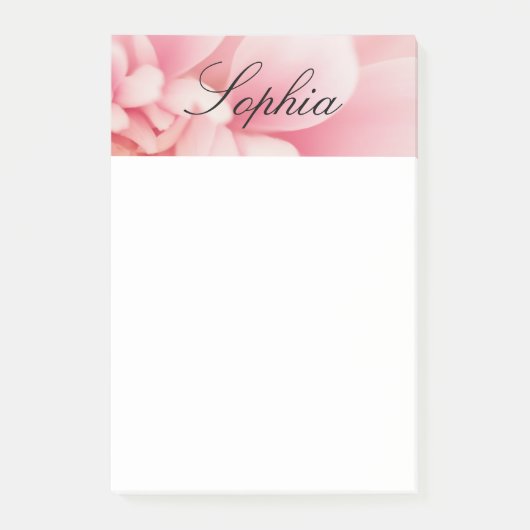 Roze aanjager en zwarte scriptnaam post-it® notes (Voorkant)