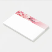 Roze aanjager en zwarte scriptnaam post-it® notes (Schuin)