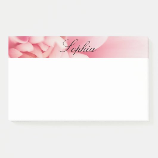 Roze aanjager en zwarte scriptnaam post-it® notes (Voorkant)