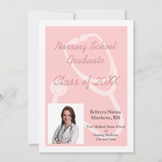 Roze aankondiging Afstuderen van de zuringsschool (Voorkant)