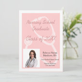 Roze aankondiging Afstuderen van de zuringsschool (Staand voorkant)