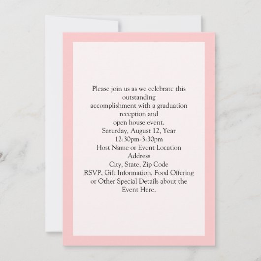 Roze aankondiging Afstuderen van de zuringsschool (Achterkant)