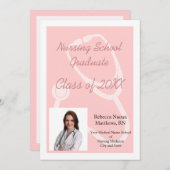 Roze aankondiging Afstuderen van de zuringsschool (Voorkant / Achterkant)