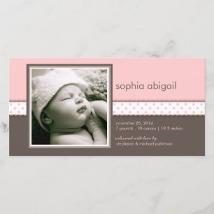 Roze Aankondiging van de geboorte van bruin en z