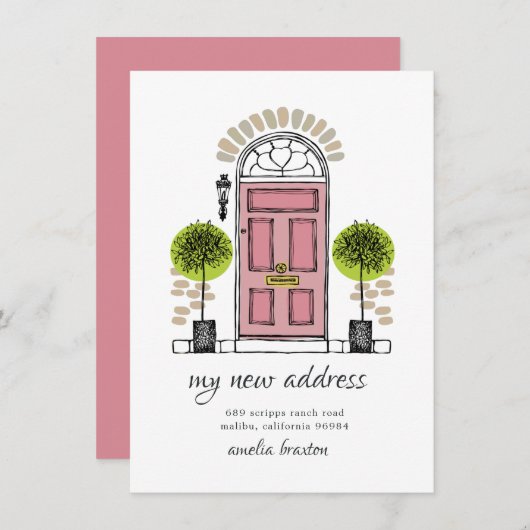 Roze aankondiging van het verplaatsen van deuren (Voorkant / Achterkant)