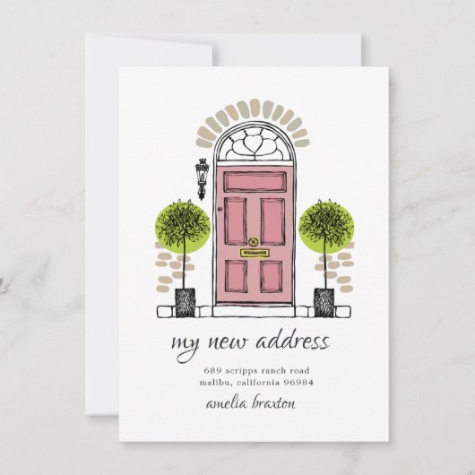 Roze aankondiging van het verplaatsen van deuren (Voorkant)