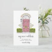 Roze aankondiging van het verplaatsen van deuren (Staand voorkant)