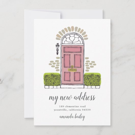 Roze aankondiging van het verplaatsen van deuren (Voorkant)