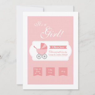 Roze aankondiging van het vervoer van Baby