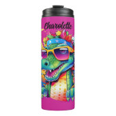 Roze aanpasbare krokodil drinkbeker thermosbeker (Voorkant)