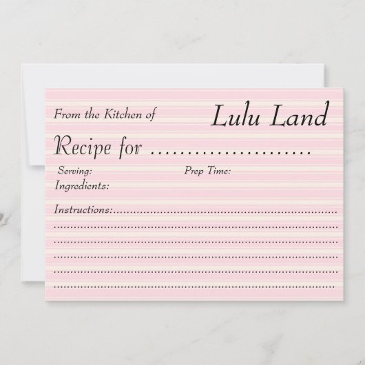 Roze Aanpasbare Receptkaart (Voorkant)