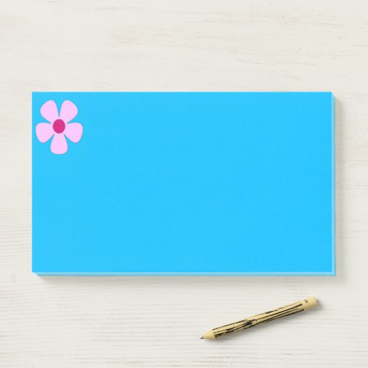 Roze aantekeningen voor blauw postit post-it® notes (Op bureau)