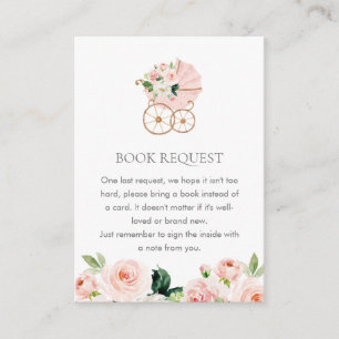 Roze aanvraag voor een Baby shower van Floral Girl Informatiekaartje