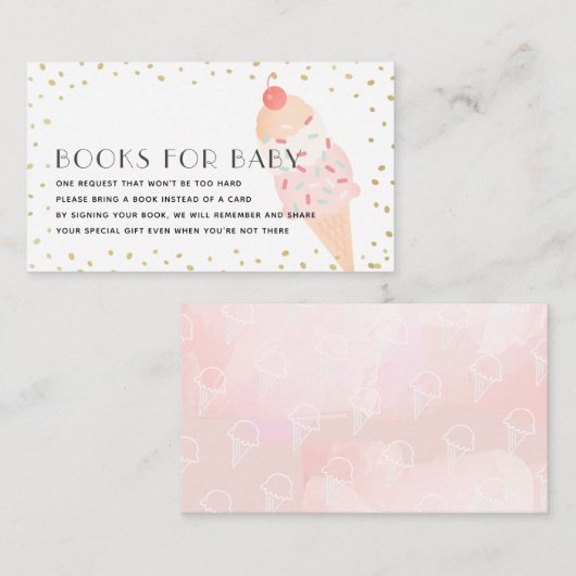 Roze aanvraag voor het Baby shower van Cream Gold- Informatiekaartje (Voorkant / Achterkant)