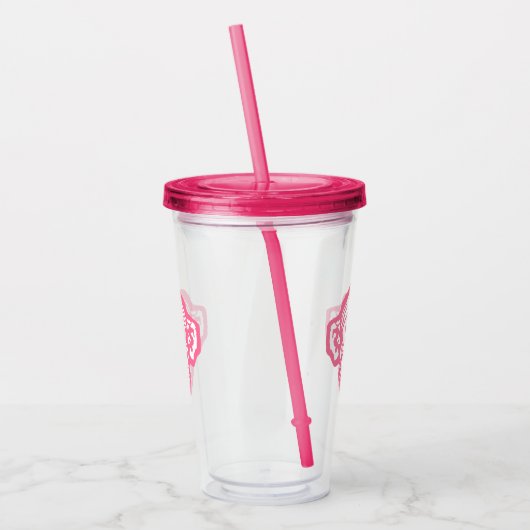 Roze aap acryltrommel acryl drinkbeker (Links)