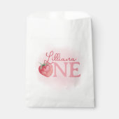 Roze Aardbei 1e Verjaardagsfeest Bedankzakje (Voorkant)