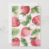 Roze Aardbei 1e Verjaardagsfeest Kaart (Achterkant)