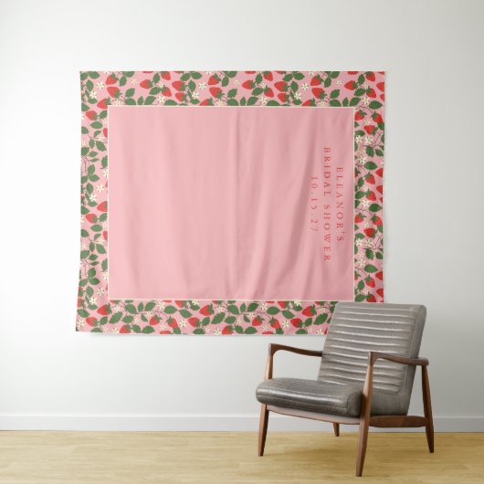 Roze Aardbei Aangepaste Douche Foto Achtergrond Wandkleed (In Situ (horizontaal))