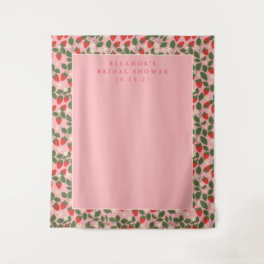 Roze Aardbei Aangepaste Douche Foto Achtergrond Wandkleed (Voorkant)