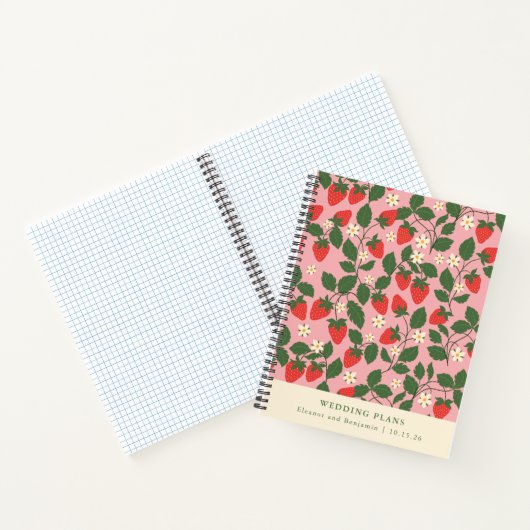  roze aardbei Aangepaste huwelijksplannen Notitieboek (Binnen)
