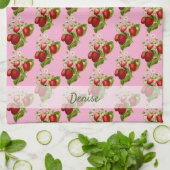 Roze Aardbei Aardbeien Landelijk Theedoek (Gevouwen)