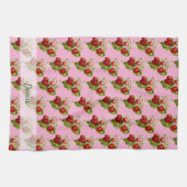 Roze Aardbei Aardbeien Landelijk Theedoek (Horizontaal)
