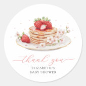 Roze Aardbei Baby Brunch Bedankt Ronde Sticker (Voorkant)
