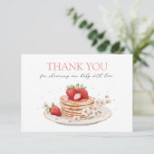 Roze Aardbei Baby Brunch Dank u kaart (Staand voorkant)
