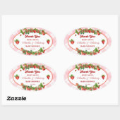 Roze Aardbei Baby shower Dank u Sticker (Vel)