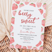 Roze Aardbei Baby Shower Kaart