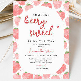 Roze Aardbei Baby Shower Kaart