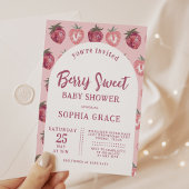 Roze Aardbei Baby shower Kaart