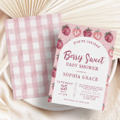 Roze Aardbei Baby shower Kaart