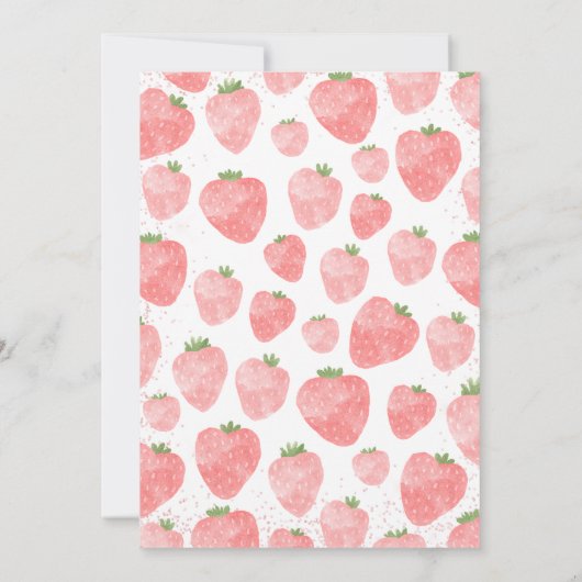 Roze Aardbei Baby shower Kaart (Achterkant)