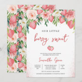 Roze Aardbei Baby shower Kaart (Voorkant / Achterkant)