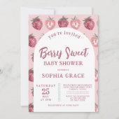 Roze Aardbei Baby shower Kaart (Voorkant)