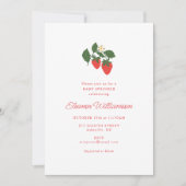 Roze aardbei baby shower strooi botanisch kaart (Voorkant)