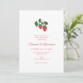 Roze aardbei baby shower strooi botanisch kaart (Staand voorkant)