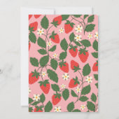 Roze aardbei baby shower strooi botanisch kaart (Achterkant)