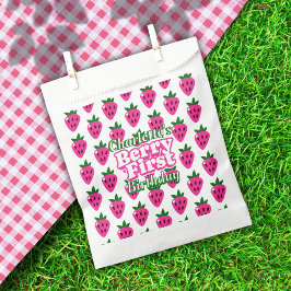 Roze Aardbei Bes Eerste Verjaardag Bedankzakje